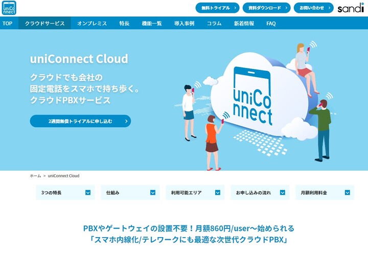 uniConnect Cloudキャプチャ画像